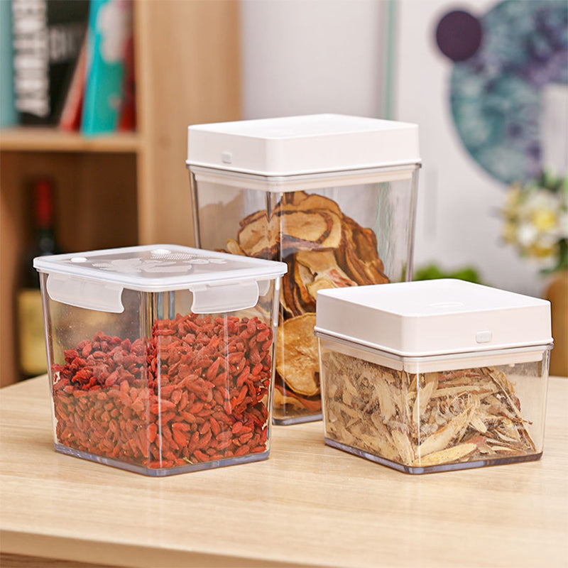 Vacuum Seal Container with Rechargeable Battery Powered Pump in Lid to Pump out Air to Vacuum Storage for Food (White)