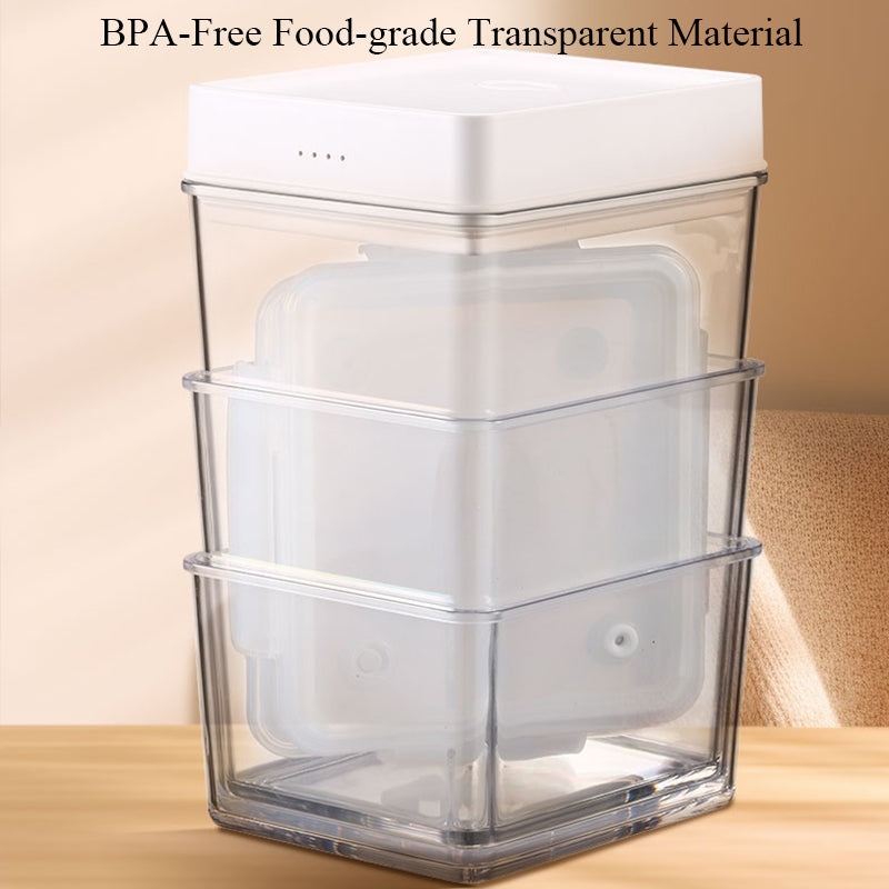 Vacuum Seal Container with Rechargeable Battery Powered Pump in Lid to Pump out Air to Vacuum Storage for Food (White)