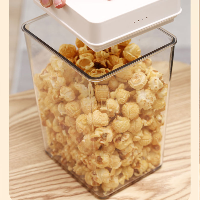 Vacuum Seal Container with Rechargeable Battery Powered Pump in Lid to Pump out Air to Vacuum Storage for Food (White)