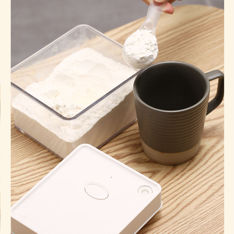 Vacuum Seal Container with Rechargeable Battery Powered Pump in Lid to Pump out Air to Vacuum Storage for Food (White)