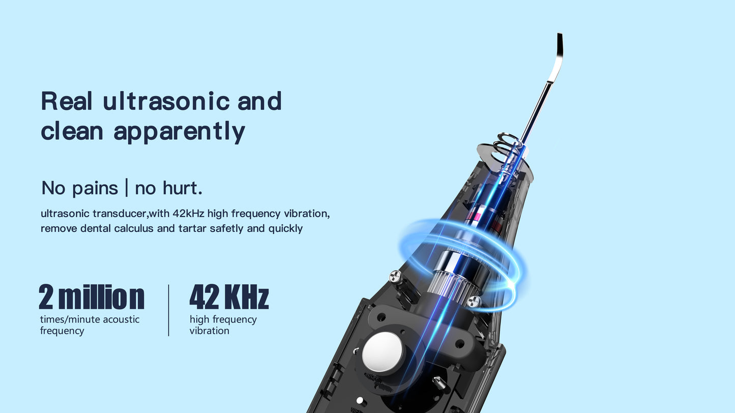 Ultrasonic Tartar Remover,  Plaque Removal Scraper with Front Micro Camera Connect to Mobile App Via WIFI to Visual(Grey)