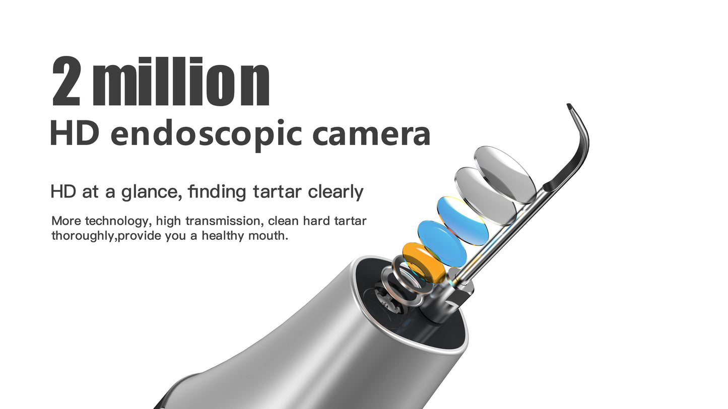 Ultrasonic Tartar Remover,  Plaque Removal Scraper with Front Micro Camera Connect to Mobile App Via WIFI to Visual(Grey)