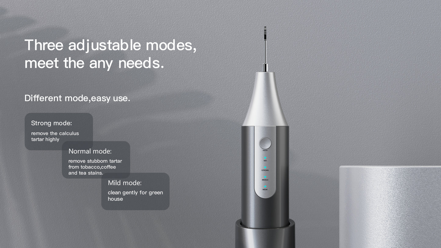 Ultrasonic Tartar Remover,  Plaque Removal Scraper with Front Micro Camera Connect to Mobile App Via WIFI to Visual(Grey)