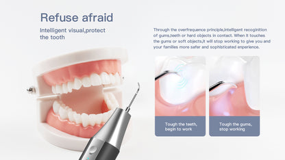 Ultrasonic Tartar Remover,  Plaque Removal Scraper with Front Micro Camera Connect to Mobile App Via WIFI to Visual(Grey)