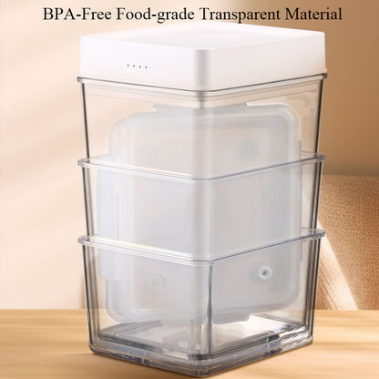 Vacuum Seal Container with Rechargeable Battery Powered Pump in Lid to Pump out Air to Vacuum Storage for Food (White）